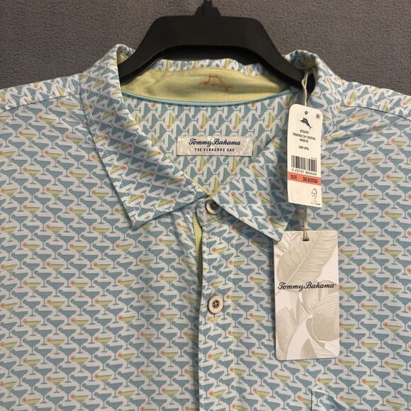 NWT Tommy Bahama Veracruz Cay Cocktail Mixer Martini Print Shirt Mens 3XLB S/S - Picture 1 of 7